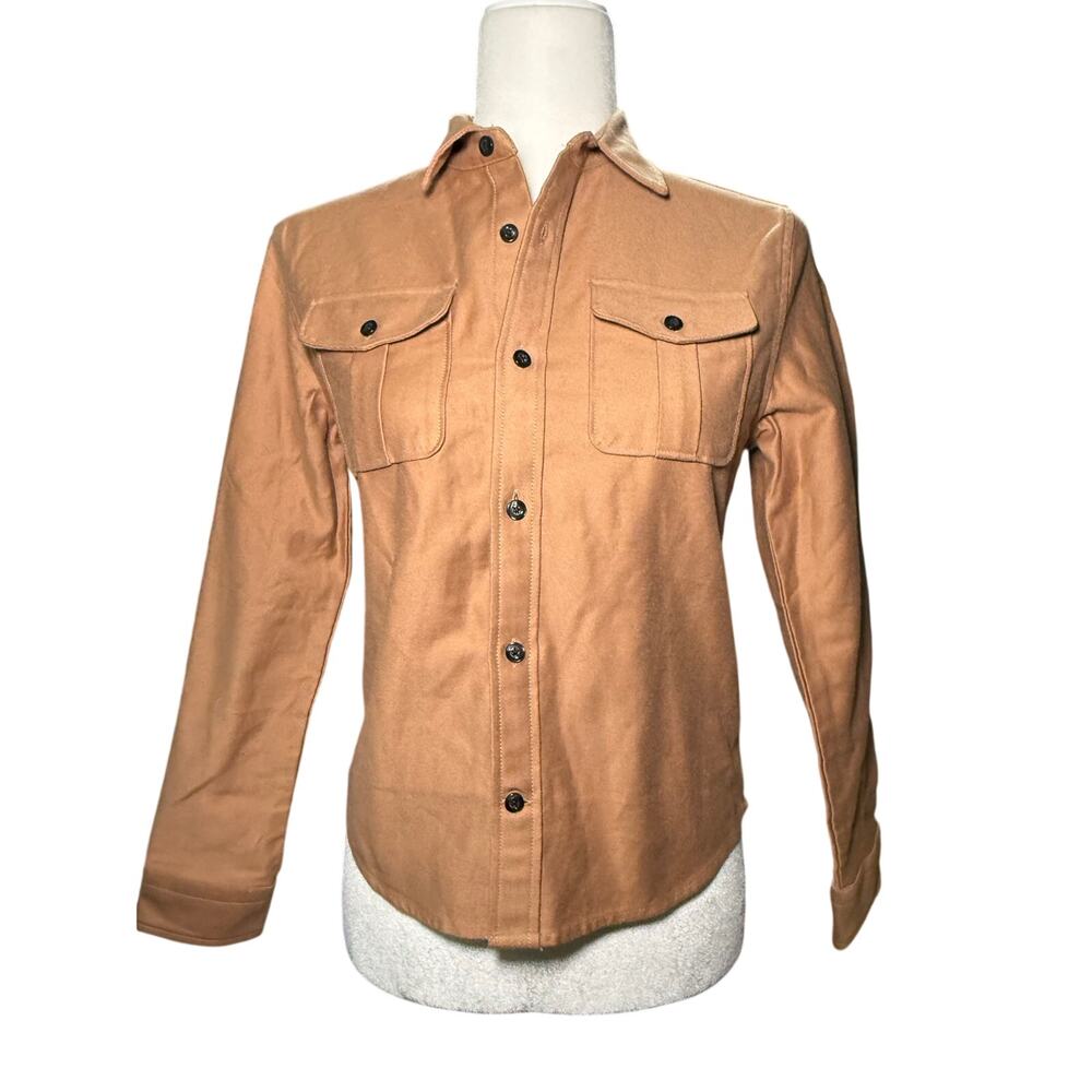 REISS Kids Faux Suede Utility Shacket, Shirt Jacket, Camel Tan, Unisex Sz 11/12